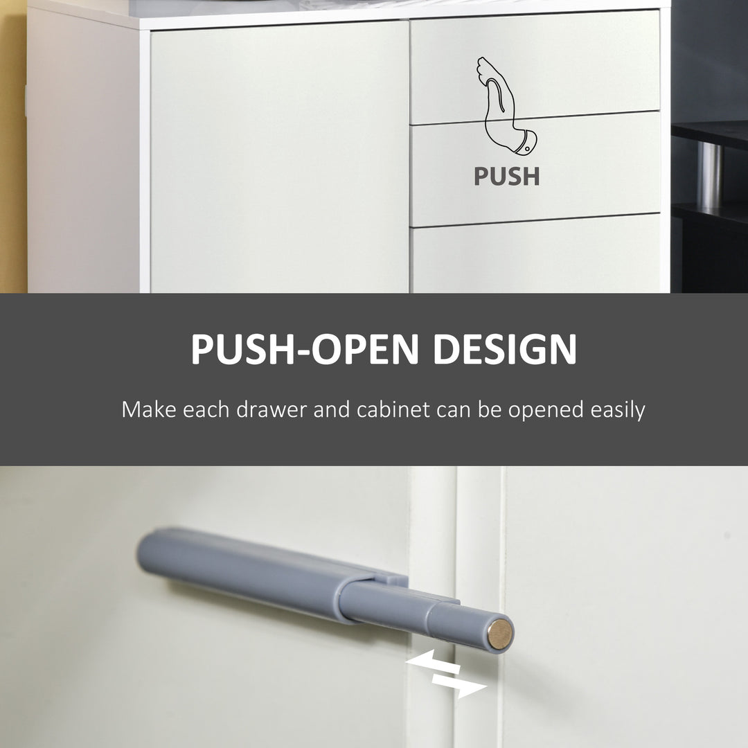 MCL High Gloss Frame Sideboard, Push-Open Design with 2 Drawer for Living Room, Bedroom, 74H x 79W x 36Dcm, White