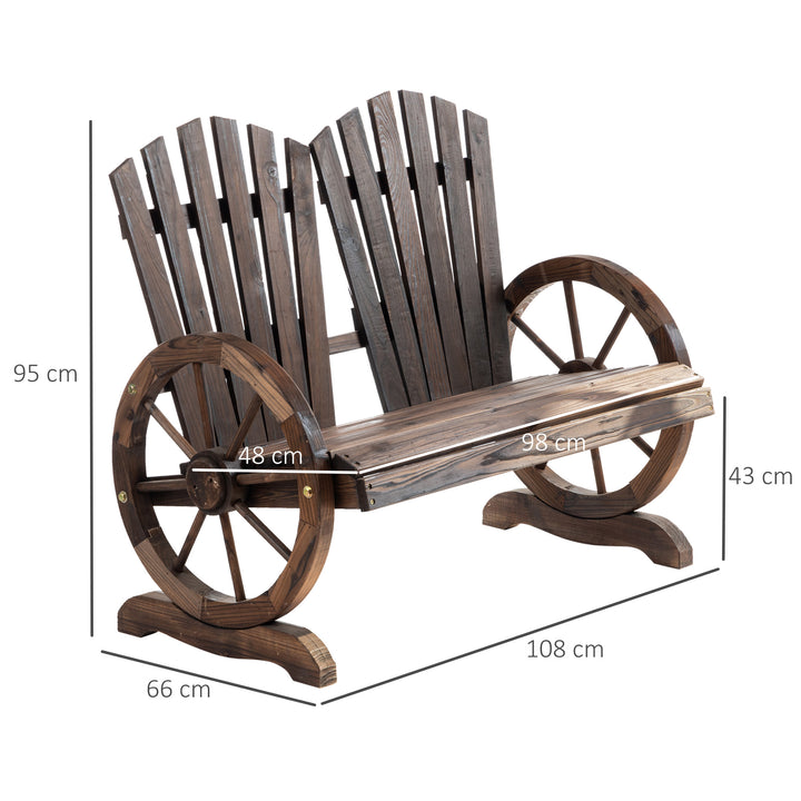 Fir Logs Love Seats with Wheel-Shaped Armrests, Large Load-Bearing Chair, Natural Wood Grain