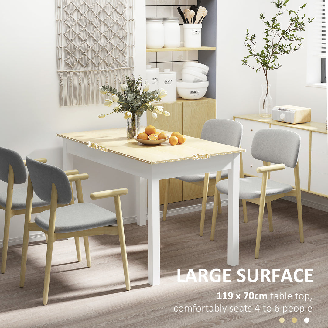 Dining Table for 4 to 6, 120L x 70W x 75Hcm, Modern Kitchen Table with Wood Effect Tabletop, Thick Legs, for Dining Room, Kitchen, Living Room, Oak