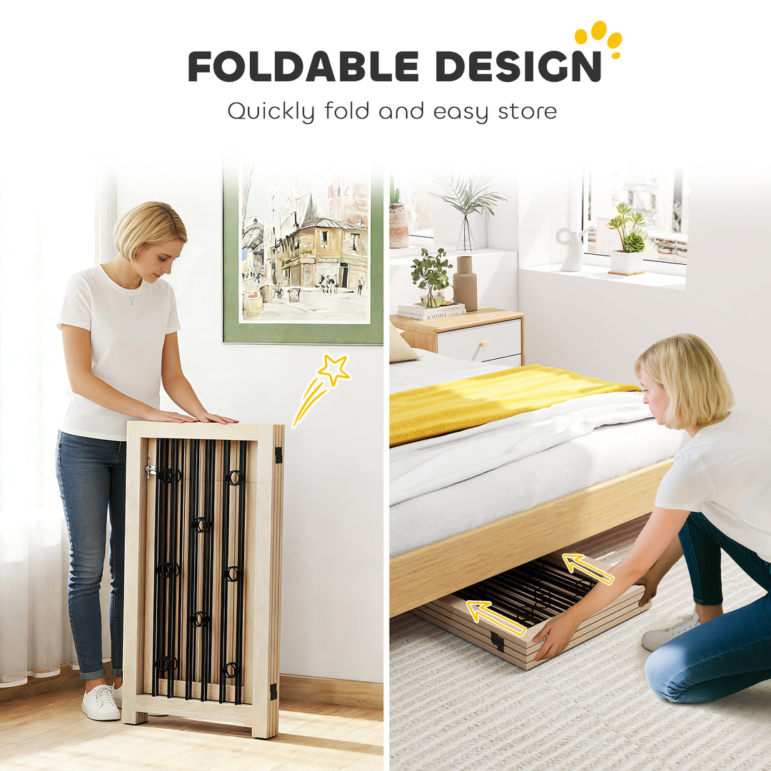 4 Panel Freestanding Pet Gate, Indoor Dog Barrier with Lockable Door, 