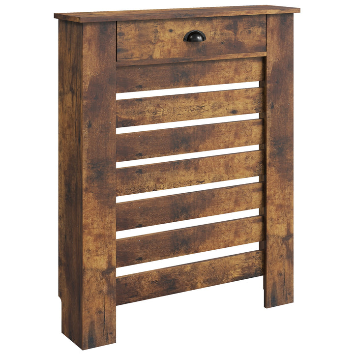 95.5H x 78Wcm Radiator Cover, with Drawer - Rustic Brown