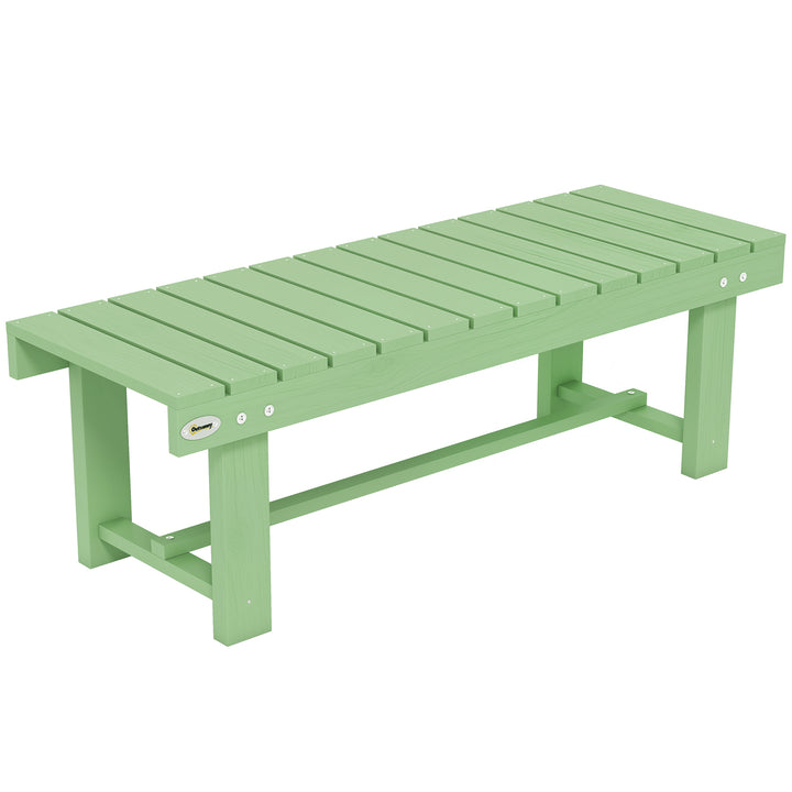 Wooden Garden Bench, Backless Outdoor Loveseat with Slatted Seat, Ligh