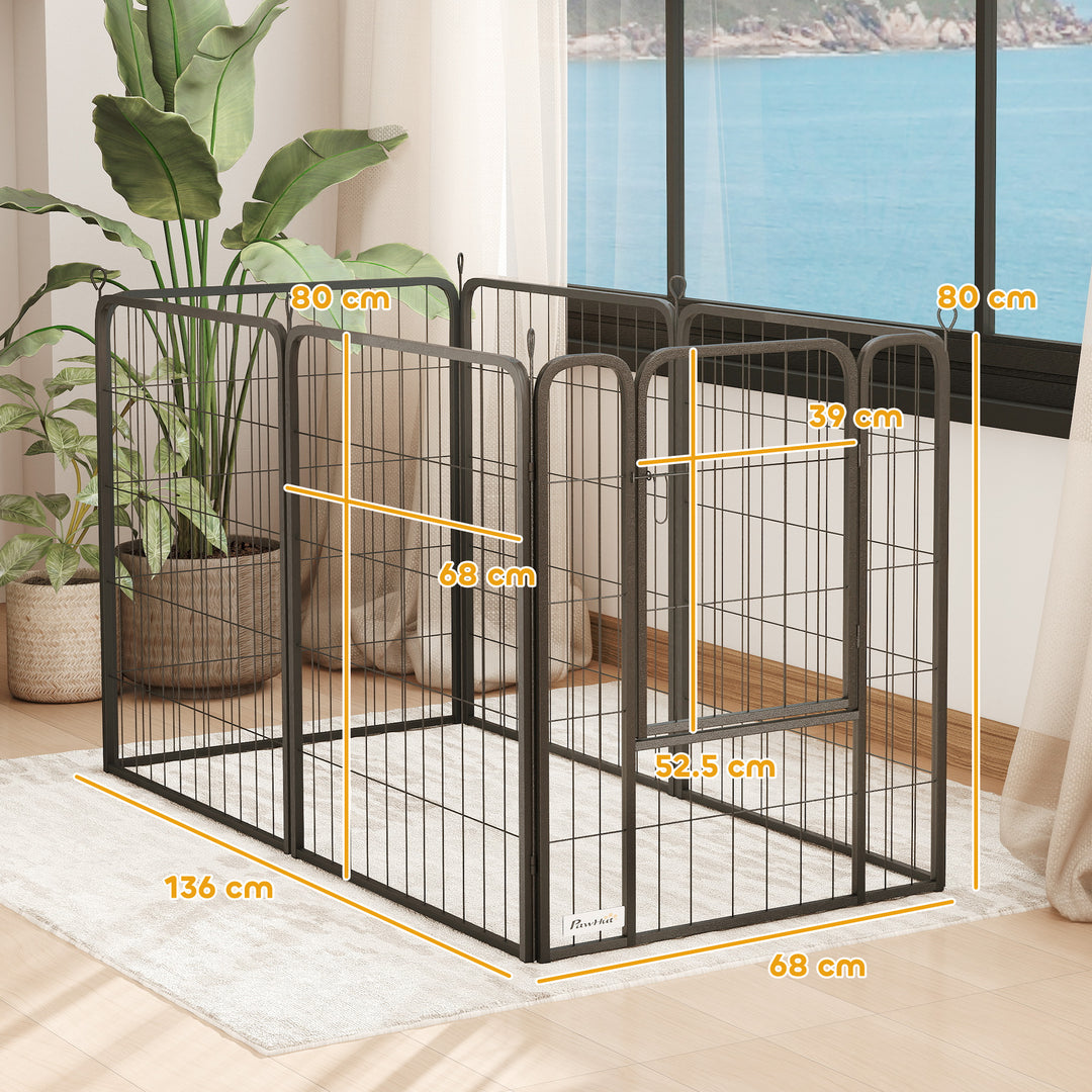 Six-Panel Dog Playpen with Door, for Medium Dogs, Indoors, Outdoors - view 3