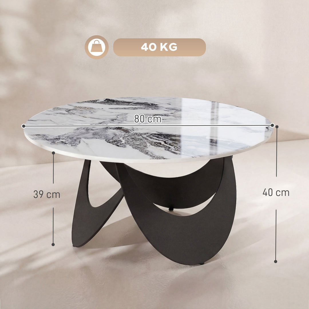 Coffee Table Sintered Stone Top Adjustable Foot Pads Modern Centre Tab