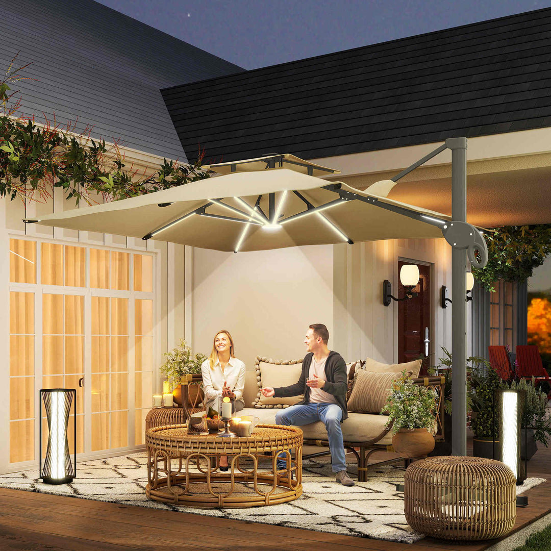 MCL 3 x 3(m) Aluminium Sun Square Canopy Top w/ Adjustable Pole Angle Khaki