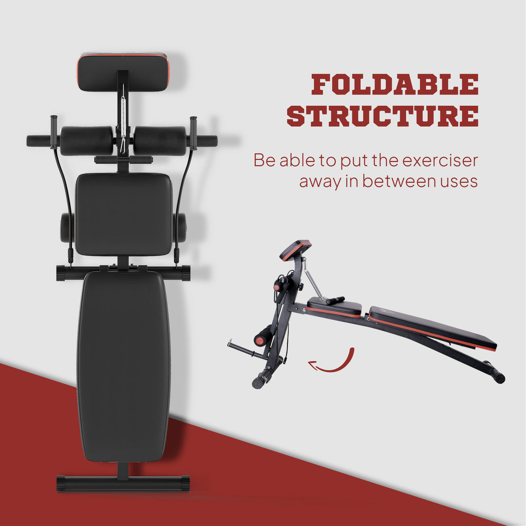 Foldable Weight Bench, Adjustable Strength Training Sit Up Ab Bench, Incline/Decline, Red