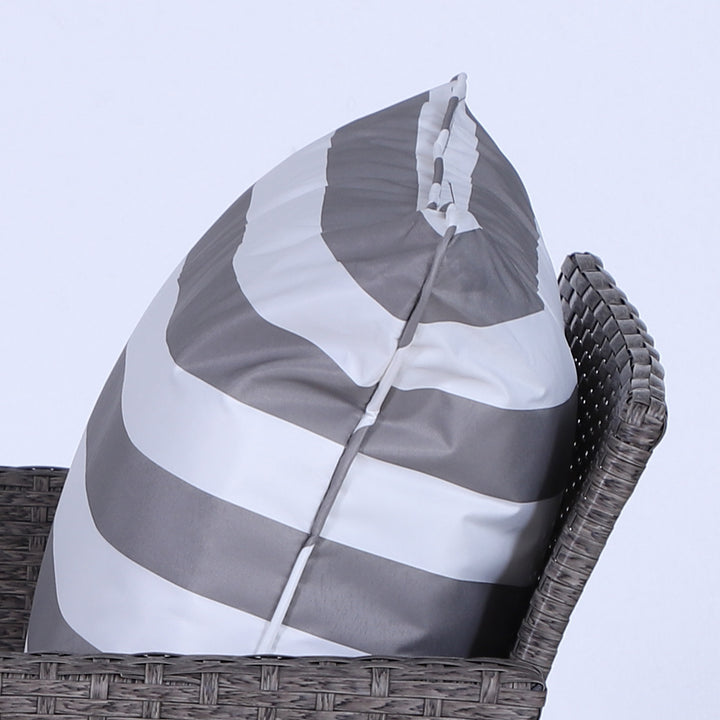 MCL 5 Pieces PE Rattan Garden Furniture Set with 10cm Thick Padded Cushions, Wicker Weave Outdoor Seating Chairs with 2 Armchairs, 2 Stools, Glass Top Table, Dark Grey