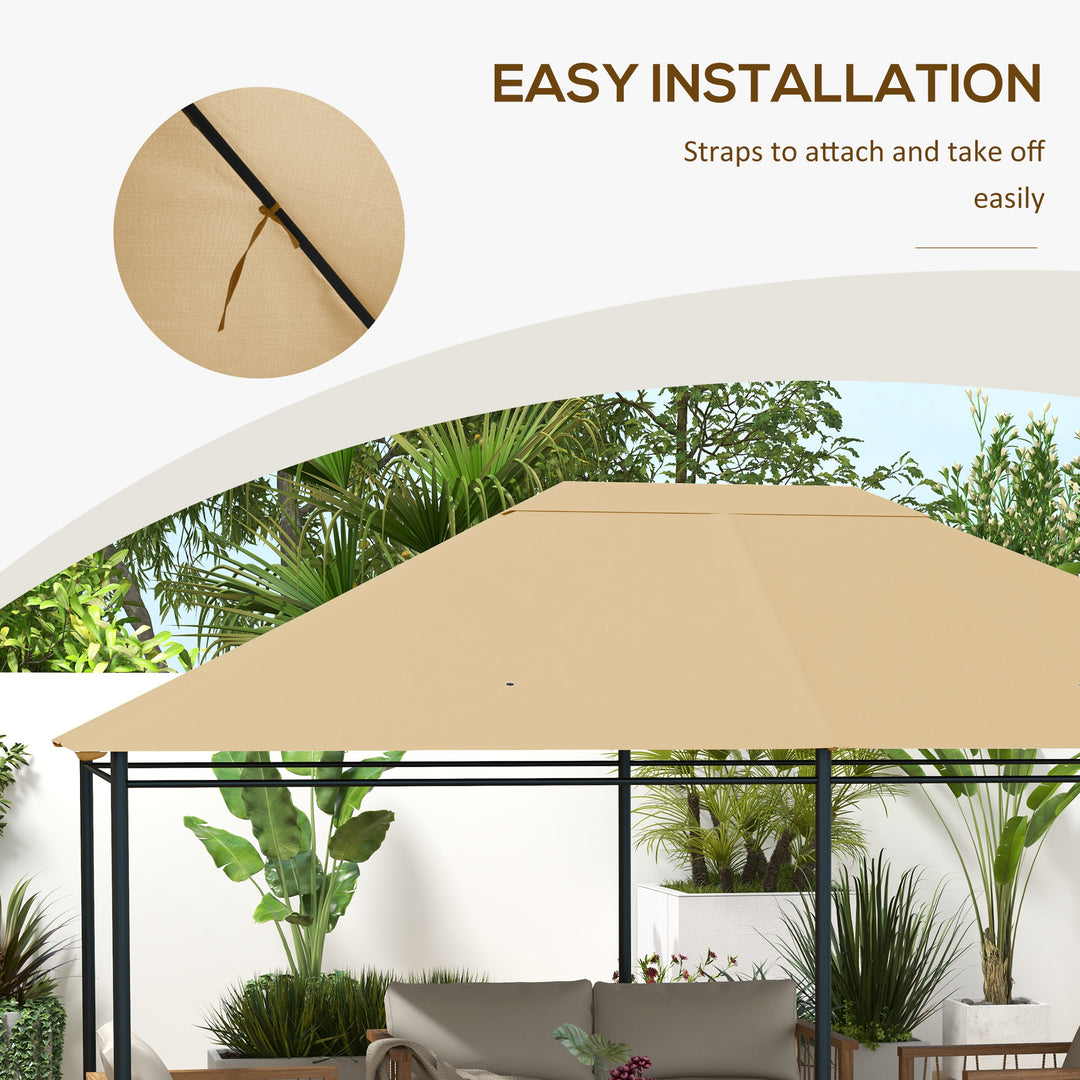 3 x 4m Gazebo Canopy Replacement Cover, Gazebo Roof Replacement (TOP COVER ONLY), Khaki