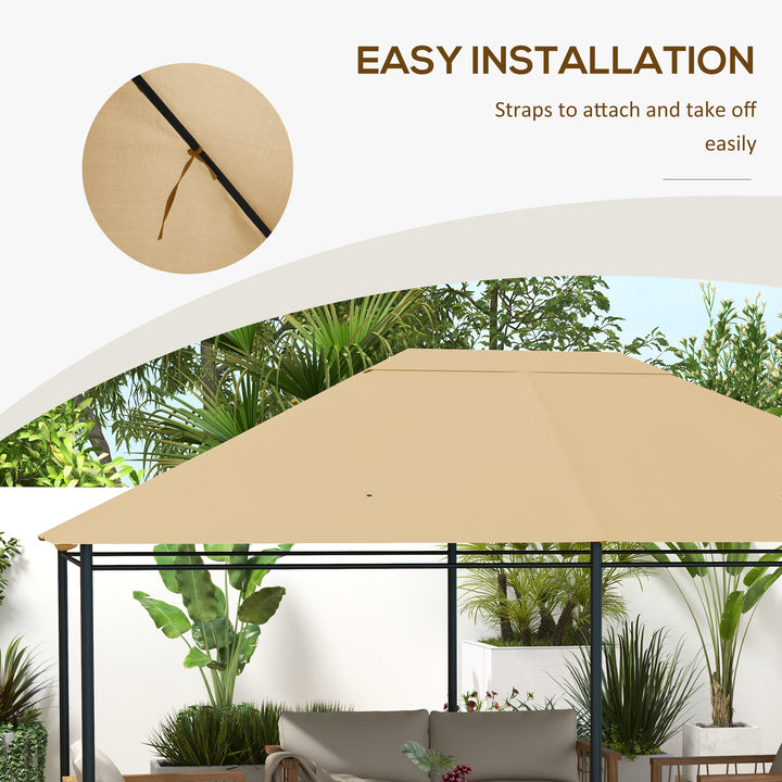 3 x 4m Gazebo Canopy Replacement Cover, Gazebo Roof Replacement (TOP COVER ONLY), Khaki