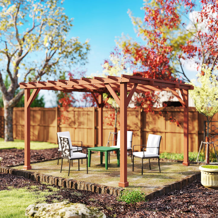 3.3 x 3.3 m Wooden Pergola Kit, Graden Pergola Gazebo Grape Trellis with Stable Structure for Climbing Vines, Flowers