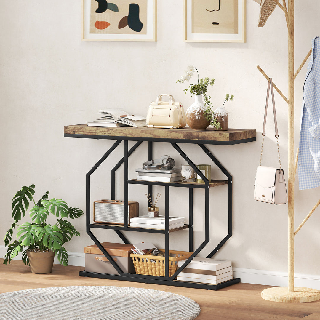 4-Tier Industrial Console Table