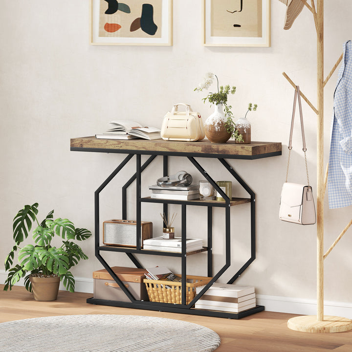 4-Tier Industrial Console Table