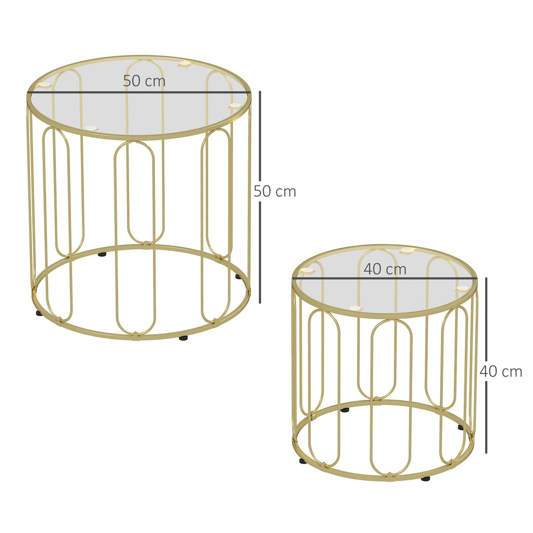 Elliptical Cut-Out Nesting Tables - Gold-Tone
