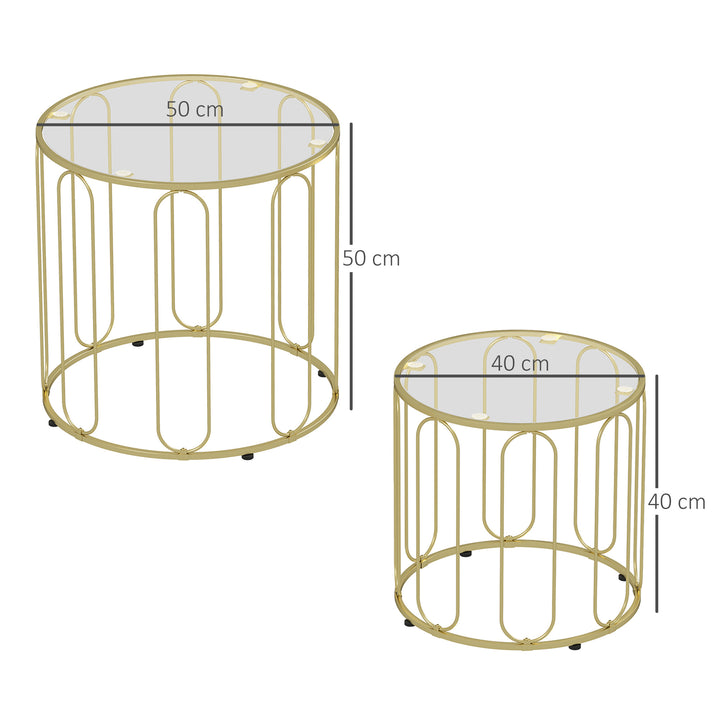 Elliptical Cut-Out Nesting Tables - Gold-Tone