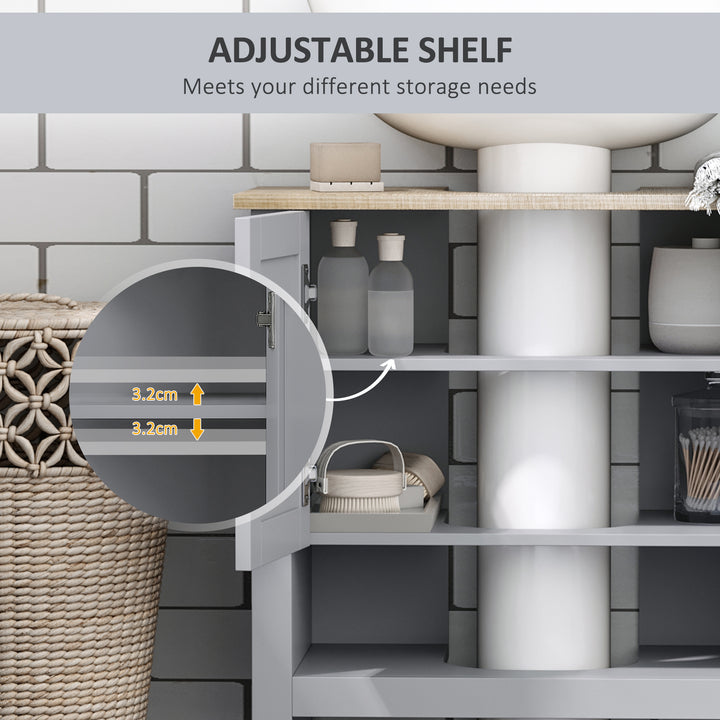 MCL Under Sink Cabinet, Bathroom Vanity Unit, Pedestal Under Sink Design, Storage Cupboard with Adjustable Shelf, Grey