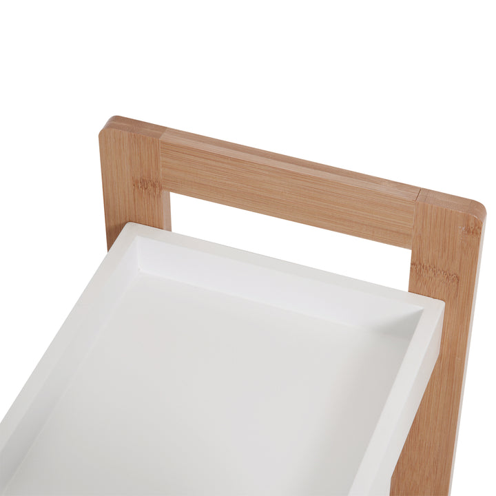 MCL 3-Tier Bathroom Rack Storage Shelf Bamboo Organiser Shower Tower for Narrow Place