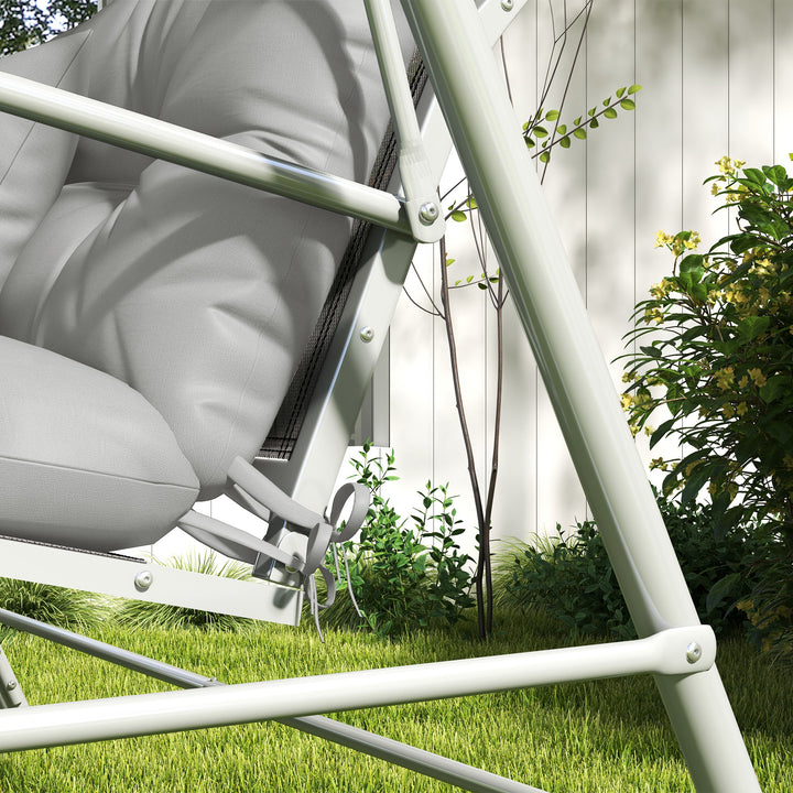 Back and Seat Cushion Replacement with 2 Pillows, Patio Chair Cushions Set with Ties, Light Grey