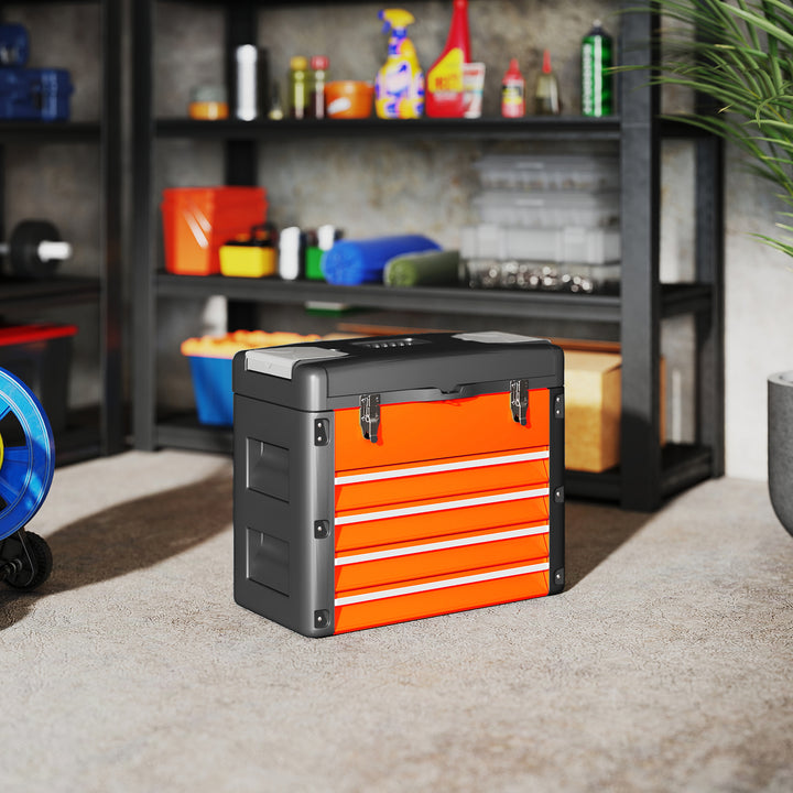 4 Drawers Large Toolbox - Orange
