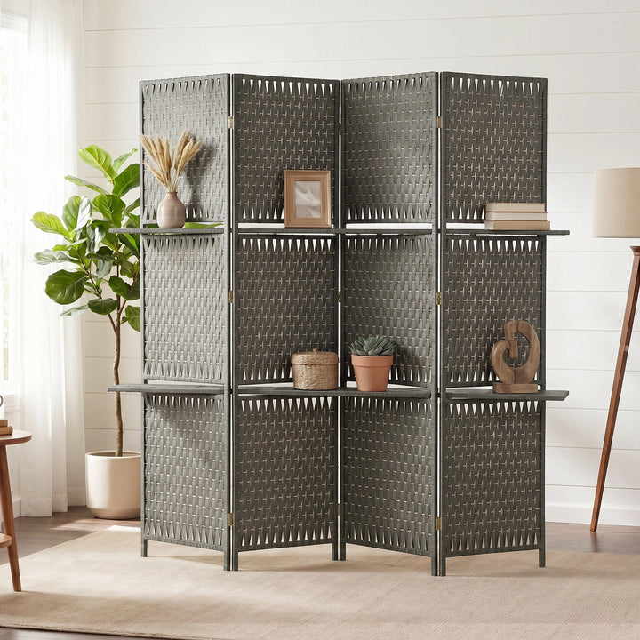 Wave Fibre Freestanding Folding Privacy Screen Panels, Room Divider, G