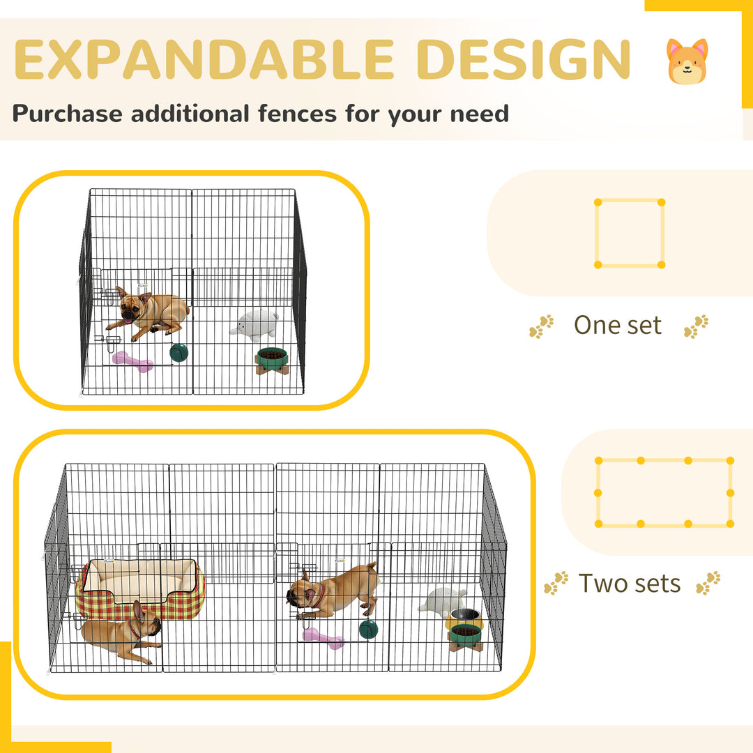 8 Panel DIY Dog Pen with Door, for Dogs, Small Animals, Indoor/Outdoor Use, 76cm High
