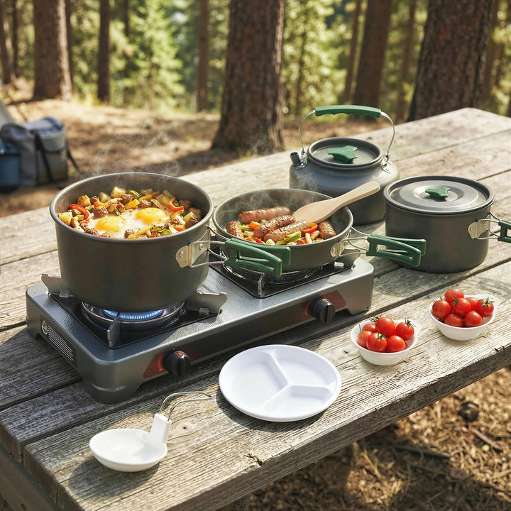 Camping Cookware Set for 4-5 People, Lightweight Aluminium Camping Coo