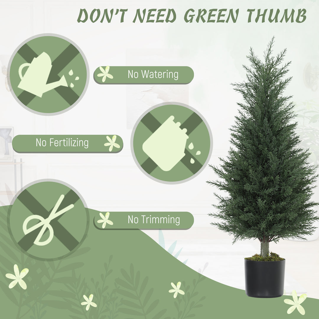 Set of 2 Decorative Artificial Plant, 90 cm Cypress Tree with 362 Leaves in Pot, UV-Resistant Plastic Fake Tree for Indoor Outdoor Home Office