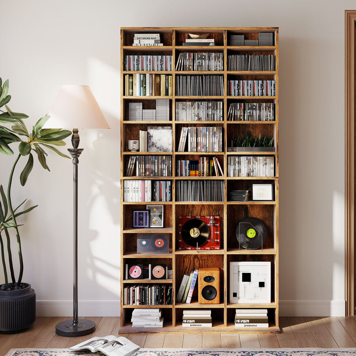 CD Storage Unit with Adjustable Shelves, 102 x 195 cm, Rustic Brown