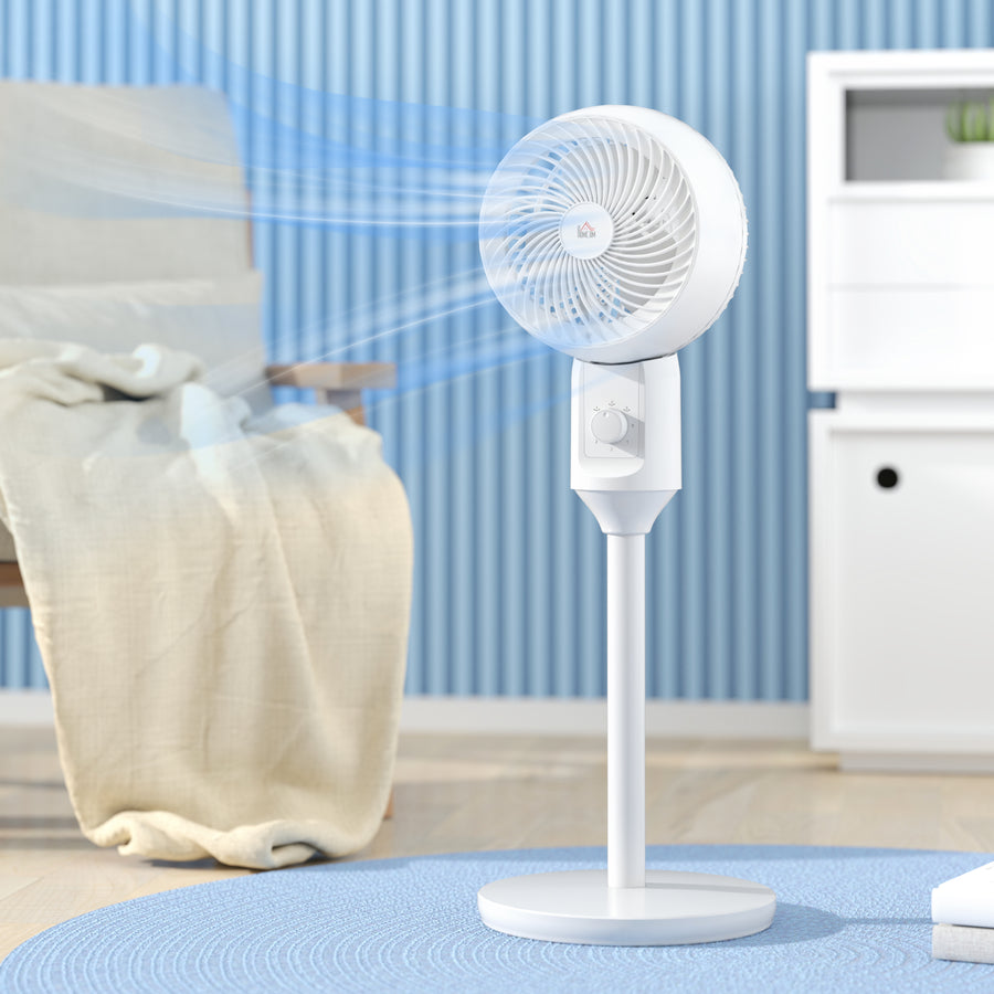 9" Pedestal Fan, 70° Oscillation 90° Vertical Tilt Oscillating Air Circulator with 3 Speeds, Standing Fan for Home Office, Bedroom, White
