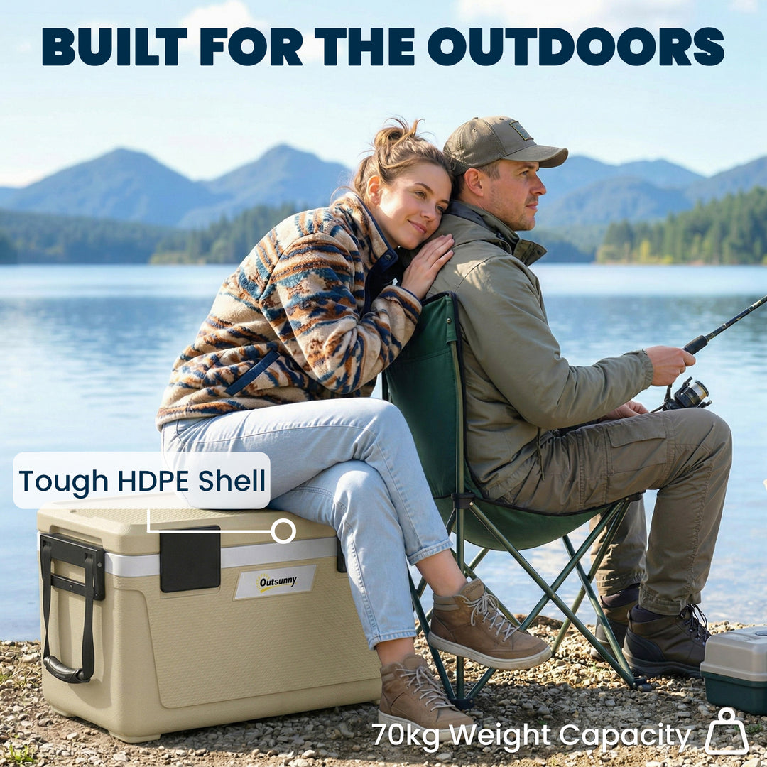 42.6L Insulated Cool Box, Lightweight Portable Ice Cooler with Handle,