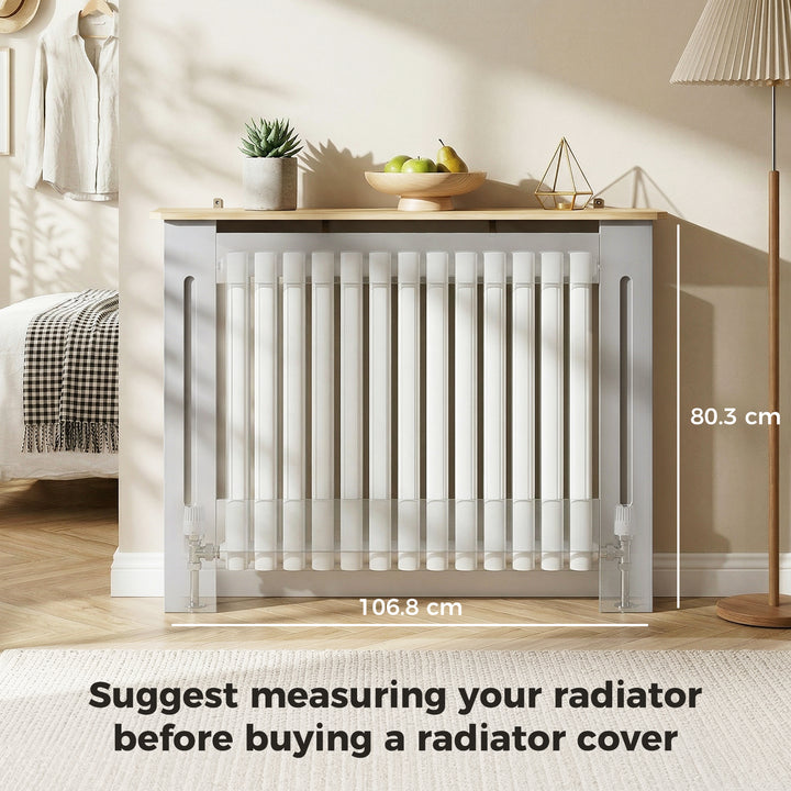 Slatted Radiator Cover, Painted Cabinet with Line Grill Design, 112L ×