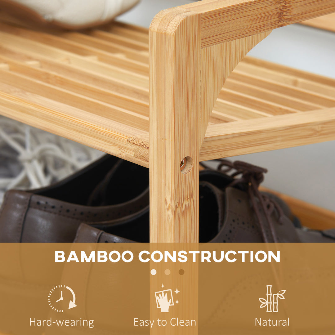 3-Tier Shoe Rack, Bamboo Shoe Storage Organizer with Slatted Shelves, Free Standing Shoe Shelf Stand for 9 Pairs of Shoes for Entryway, Hallway, Natural