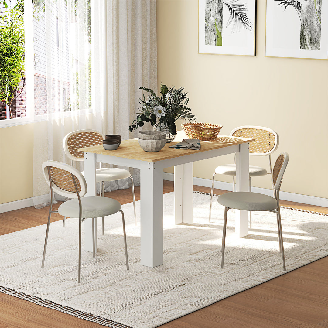 Dining Table for 4-6 People, Kitchen Table with Wood Effect for Dining