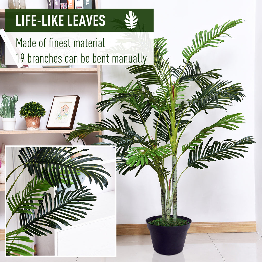 Outsunny 150cm(5ft) Artificial Palm Tree Decorative Indoor Faux Green Plant w/Leaves Home Décor Tropical Potted Home Office | Aosom UK