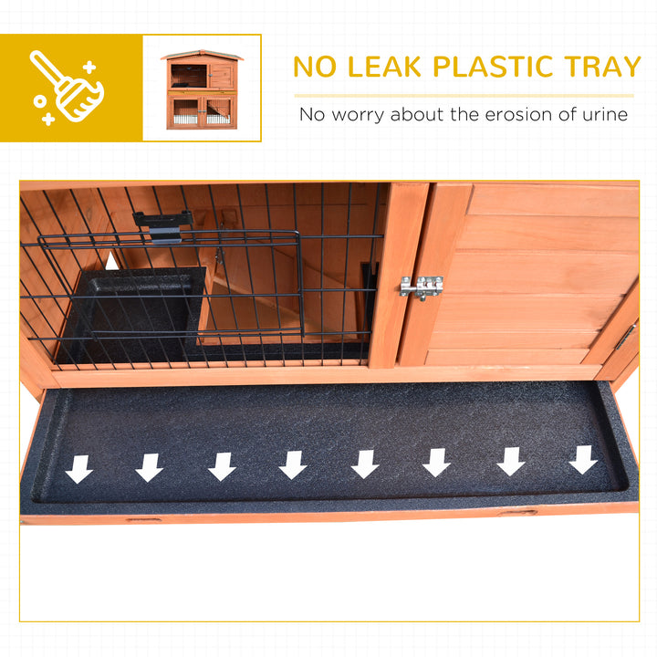 Rabbit Hutch Outdoor Guinea Pig Hutch 2-Tier Bunny Cage with No-Leak Tray 100.5 x 55 x 101 cm