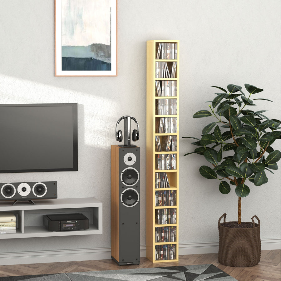 204 CD Tall Narrow Media Storage Tower - Oak Tone