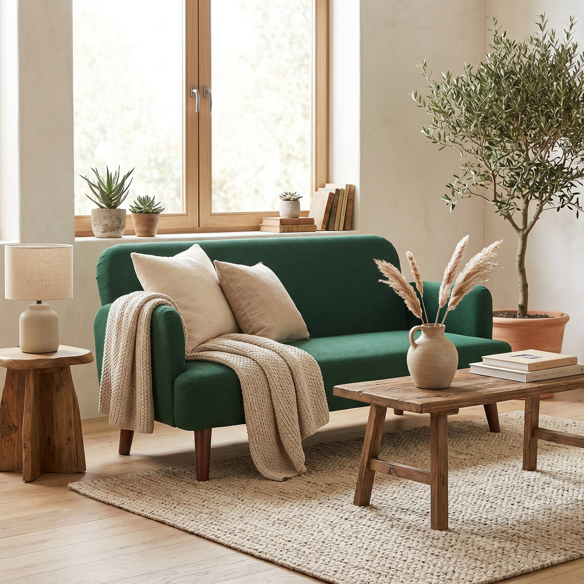 Velvet Feel Fabric 2 Seater Sofa, Small Sofa Loveseat with 21cm Thick 