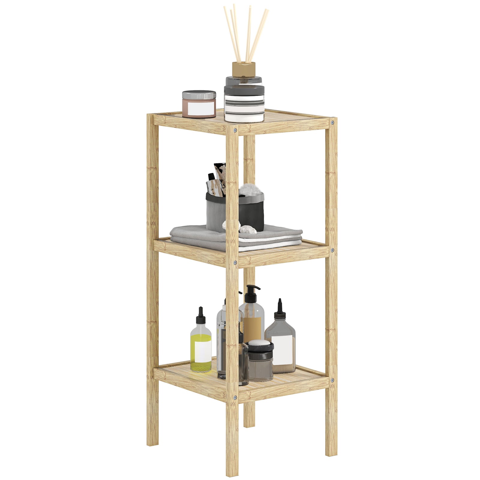 Three-Tier Bamboo Bathroom Shelf - Natural Finish