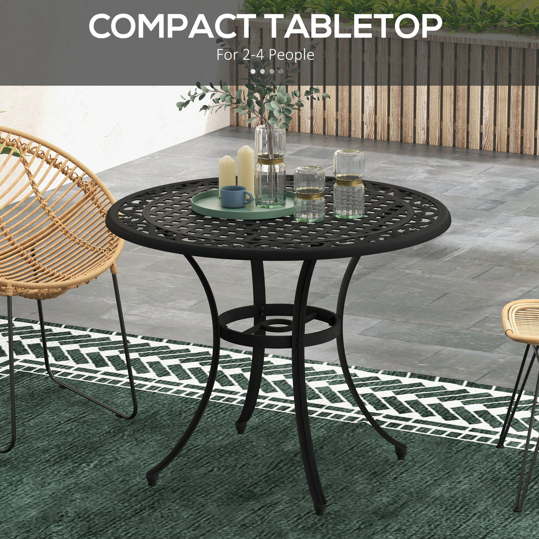 Φ90cm Four-Seated Round Aluminium Garden Table, with Parasol Hole