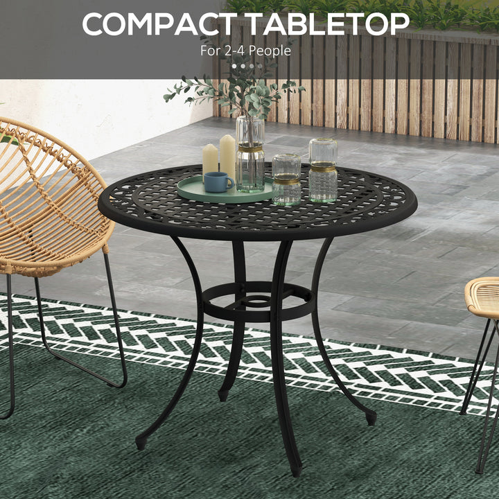 Φ90cm Four-Seated Round Aluminium Garden Table, with Parasol Hole