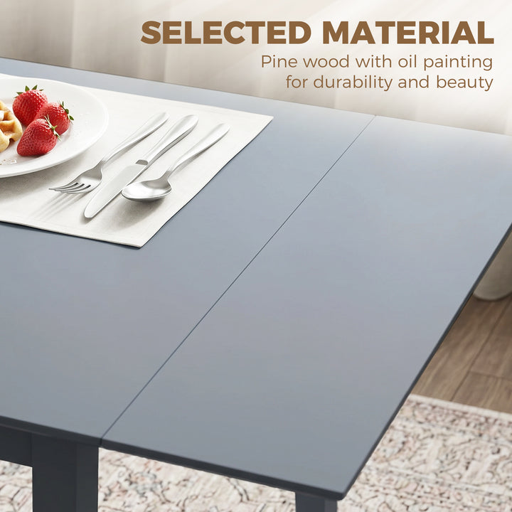 Solid Wood Folding Dining Table, Drop Leaf Table for 2-4 People, Recta