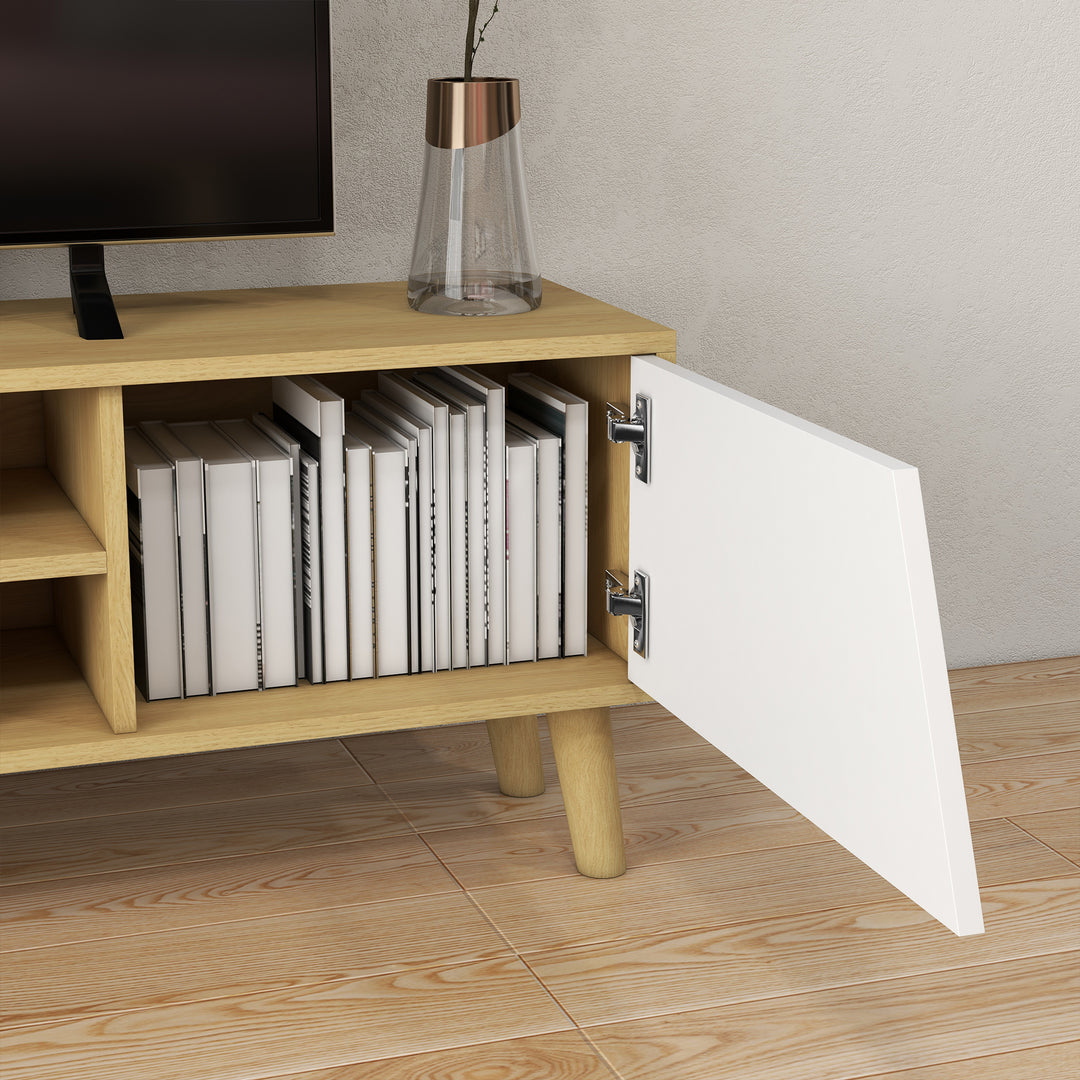 Scandinavian-Style TV Cabinet, with Storage - Wood-Effect/White