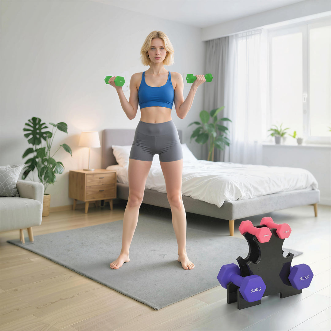 Hex Dumbbells Set with Dumbbell Rack, Hand Weights for Strength Traini