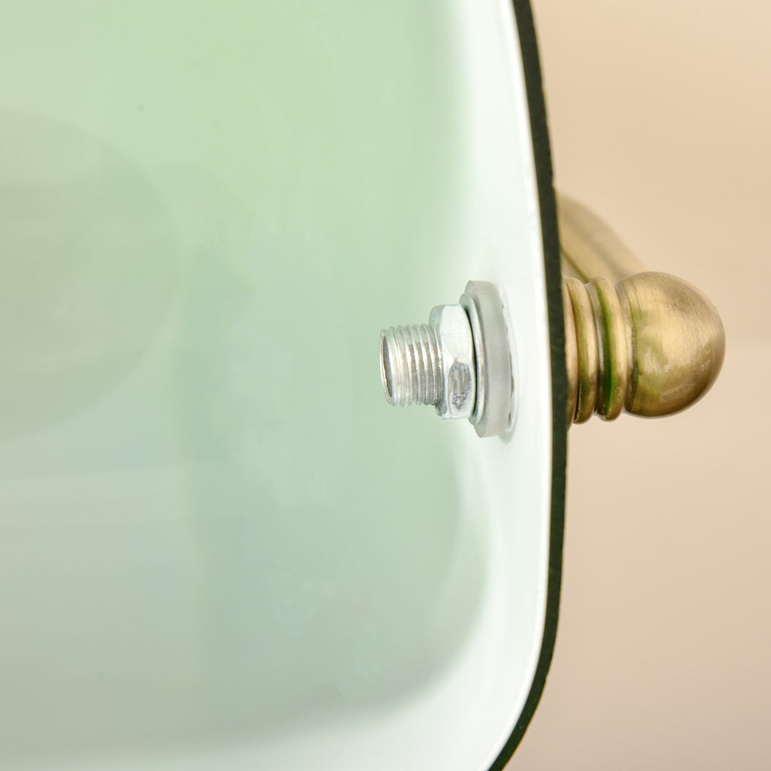 Banker's Desk Lamp with Antique Bronze Tone Base, Table Lamp with Green Glass Shade for Home Office, Green