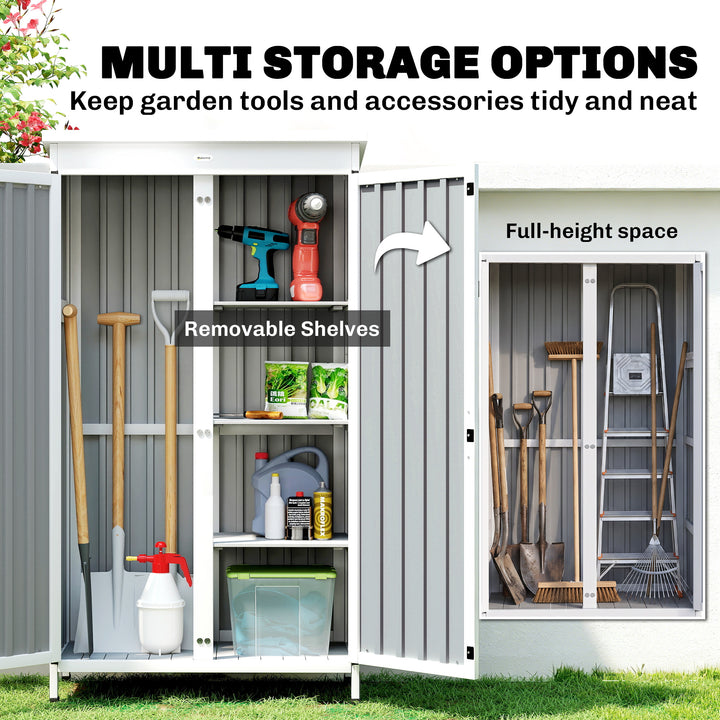Outdoor Storage Cabinet with Removable Shelves, Garden Tool Shed with 