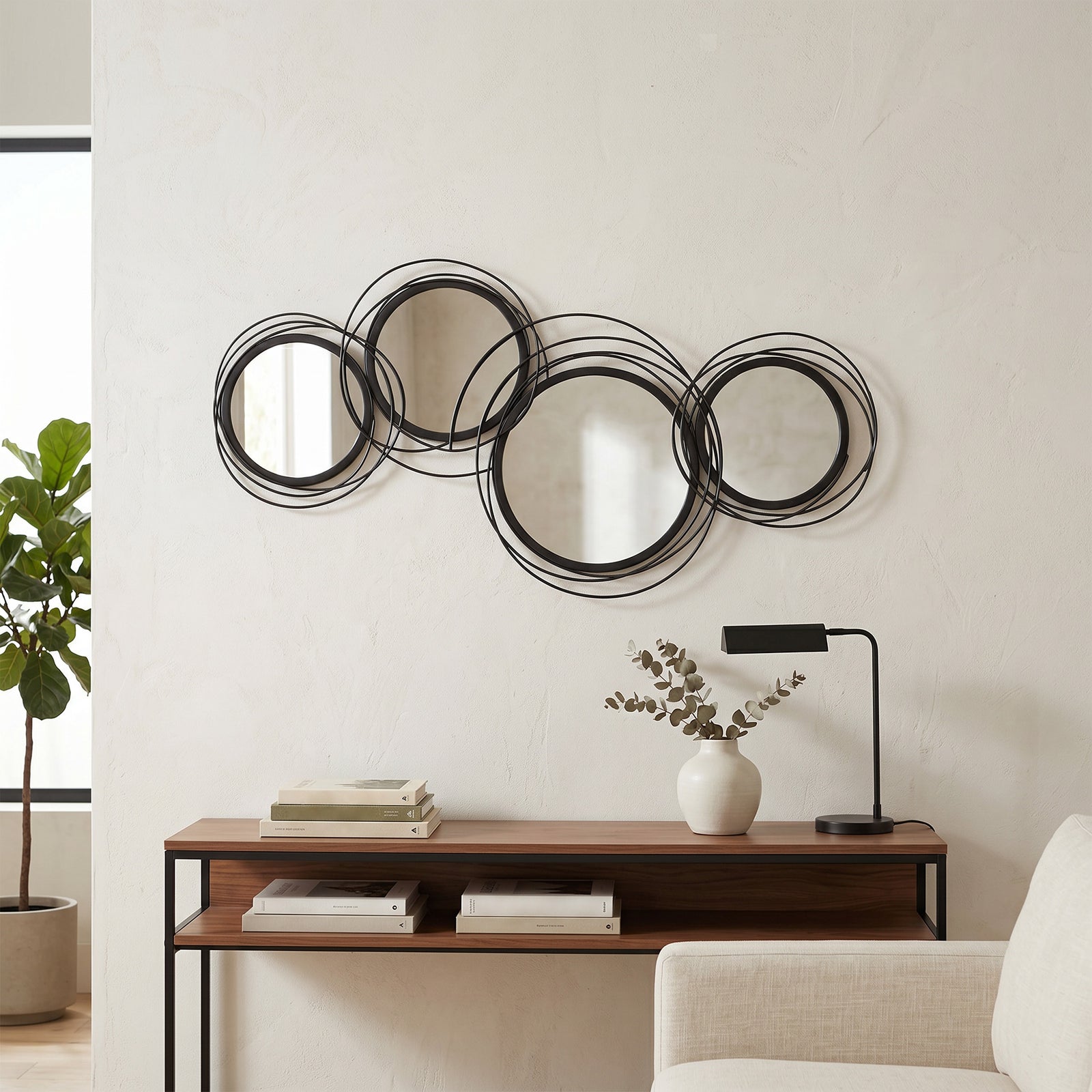 Metal Wall Art 56cm Modern Decorative Mirror Decor for Living Room Bed
