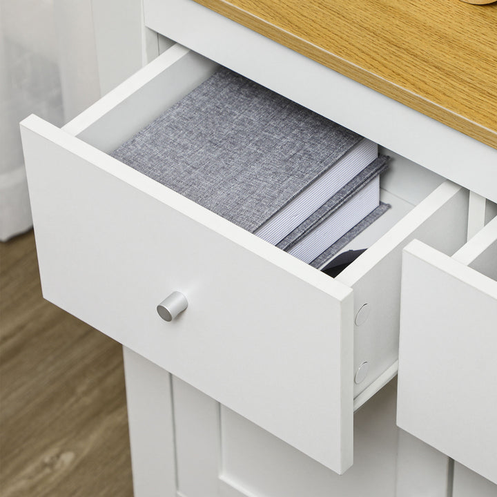 Sideboard Storage Cabinet, Modern Kitchen Cupboard with Double Doors and Drawers for Dining Room, Living Room and Entryway, White