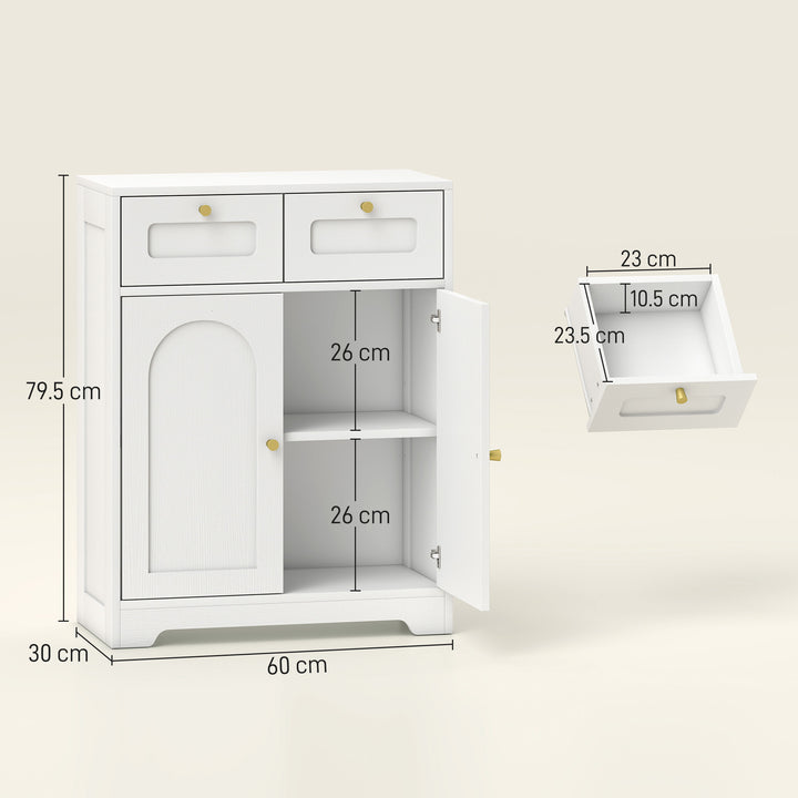 HOMCOM Bathroom Floor Cabinet with 2 Drawers - White