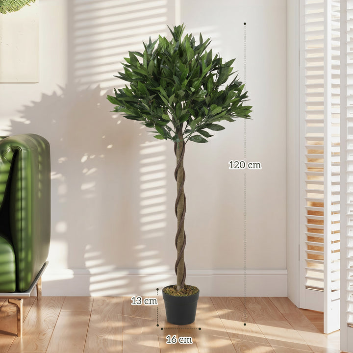 Artificial Bay Laurel Topiary Trees with Twisted Trunk, Realistic Lush