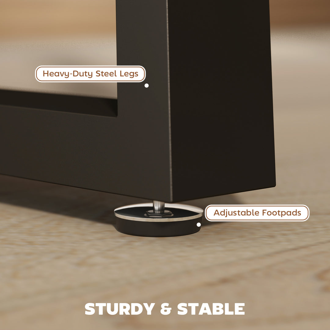 MCL Extendable Dining Table Rectangular Wood Effect Tabletop for 4-6 People with Steel Frame & Hidden Leaves for Kitchen, Dining Room, Living Room