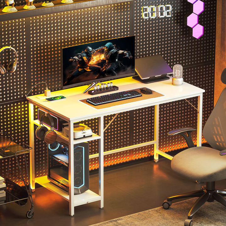 Computer Desk, with Power Sockets - White